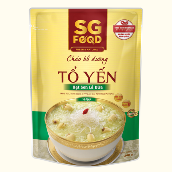  Cháo bổ dưỡng SG Food tổ yến hạt sen lá dứa 240g 