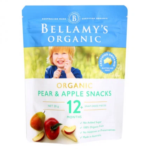  Snacks lê và táo sấy hữu cơ Bellamy's Organic 20g 