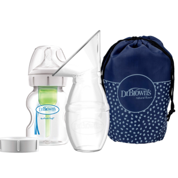  Bộ dụng cụ hút và hứng sữa kèm bình sữa Dr.Brown's cổ rộng150ml 