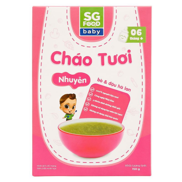  Cháo tươi nhuyễn bò & đậu hà lan 150g SGF 