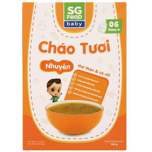  Cháo tươi SG Food nhuyễn thịt thăn & cà rốt 150g 