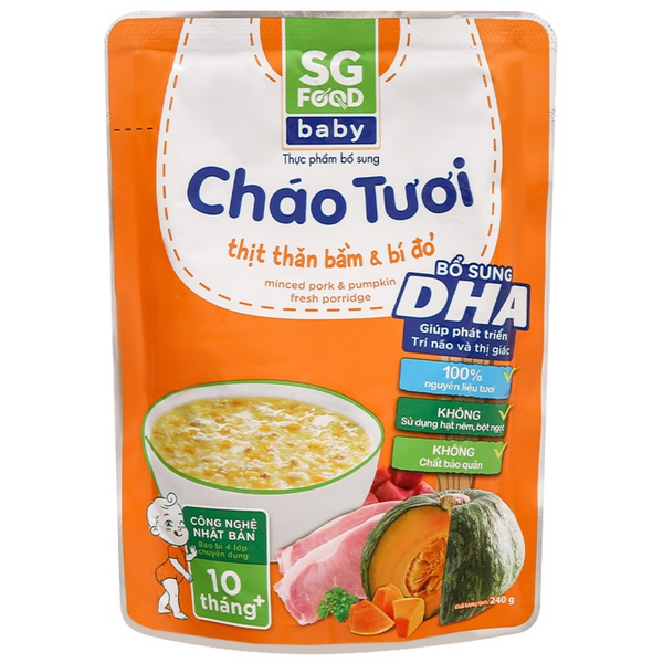  Cháo tươi baby thịt bằm bí đỏ 240g SGF 