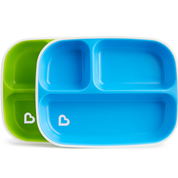  Bộ 2 đĩa chia ngăn chống trượt Munchkin (xanh lá - xanh lơ) 