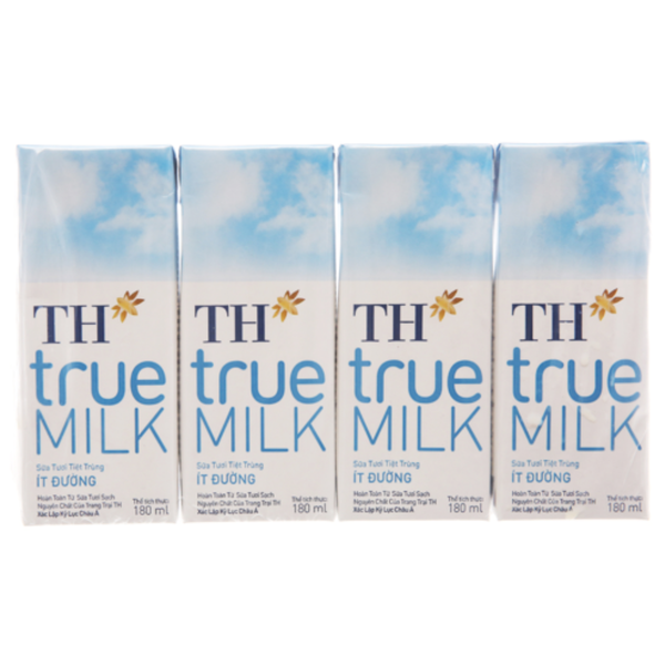  Sữa tươi tiệt trùng it đường TH true MILK 180ml 