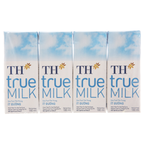  Sữa tươi tiệt trùng it đường TH true MILK 180ml 