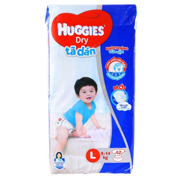  Tã dán Huggies Dry size L 42 miếng (9 - 14kg) 