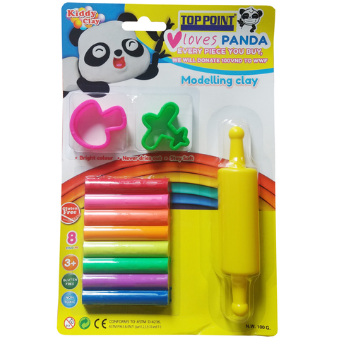  Đất nặn Kiddy Clay 8 màu+2 khuôn + cây lăn ST10082SMR 
