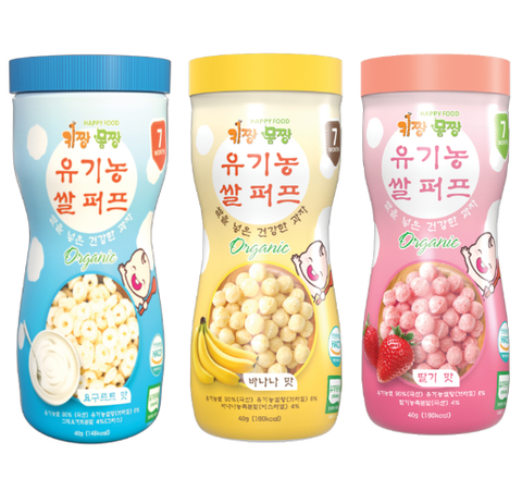  Bánh gạo organic Happy Food vị dâu/ chuối/ sữa chua 