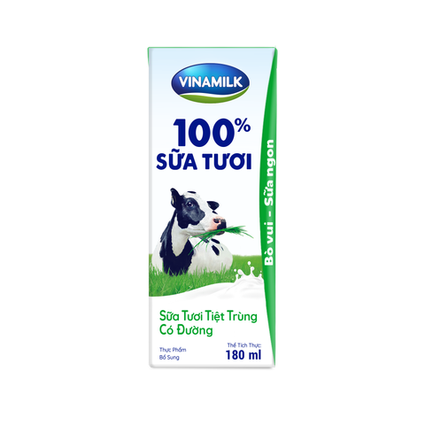  Sữa tươi tiệt trùng Vinamilk 100% có đường 180ml 