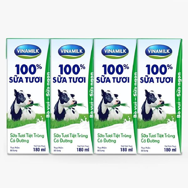  Sữa tươi tiệt trùng Vinamilk 100% có đường 180ml 