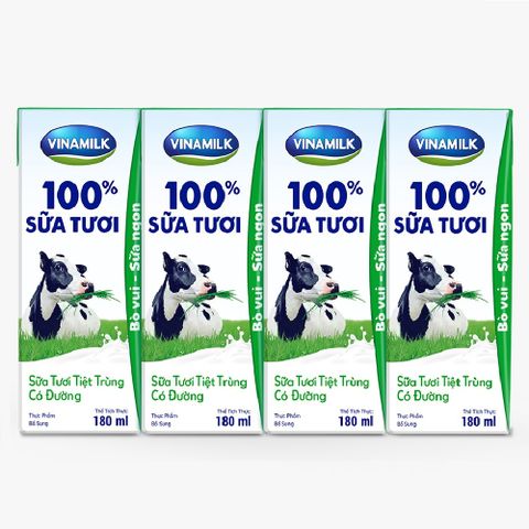  Sữa tươi tiệt trùng Vinamilk 100% có đường 180ml 