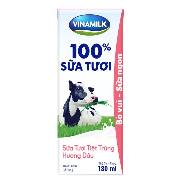  Sữa tươi tiệt trùng Vinamilk 100% hương dâu 180ml 