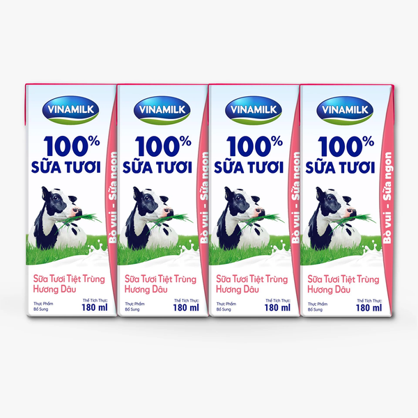  Sữa tươi tiệt trùng Vinamilk 100% hương dâu 180ml 