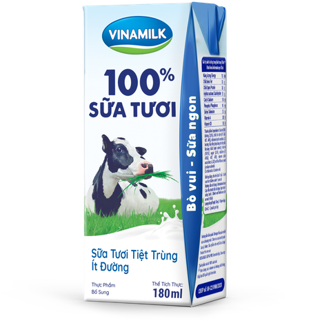  Sữa tươi tiệt trùng Vinamilk 100% ít đường 180ml 