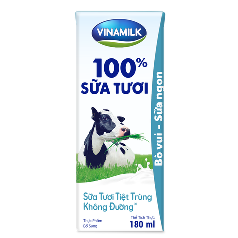  Sữa tươi tiệt trùng Vinamilk 100% không đường 180ml 