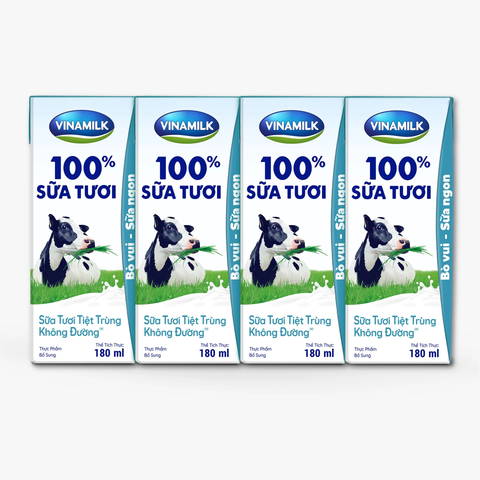  Sữa tươi tiệt trùng Vinamilk 100% không đường 180ml 
