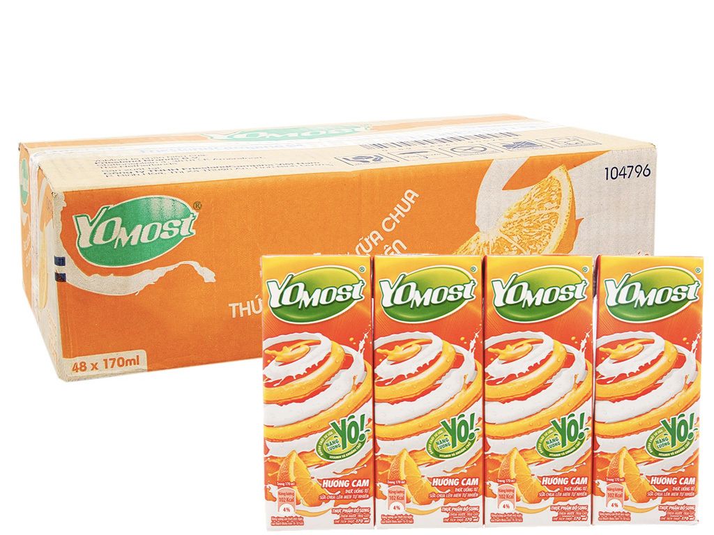 Sữa Chua Lên Men Tự Nhiên Yomost Hương Cam (170ml/Hộp) 
