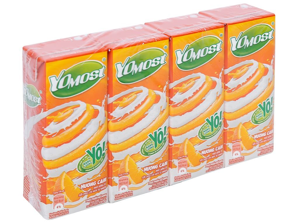 Sữa Chua Lên Men Tự Nhiên Yomost Hương Cam (170ml/Hộp) 