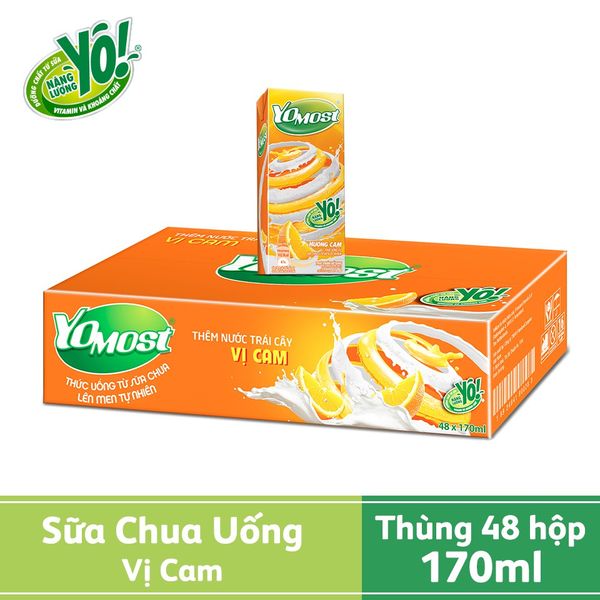  Sữa Chua Lên Men Tự Nhiên Yomost Hương Cam (170ml/Hộp) 