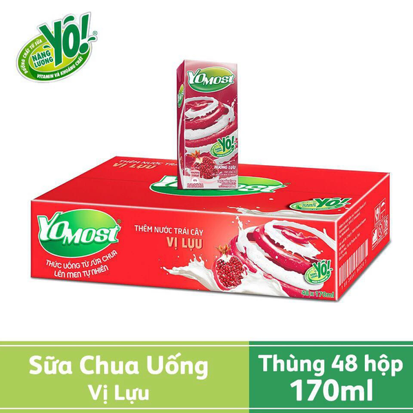  Sữa Chua Lên Men Tự Nhiên Yomost Hương Lựu (170ml/Hộp) 