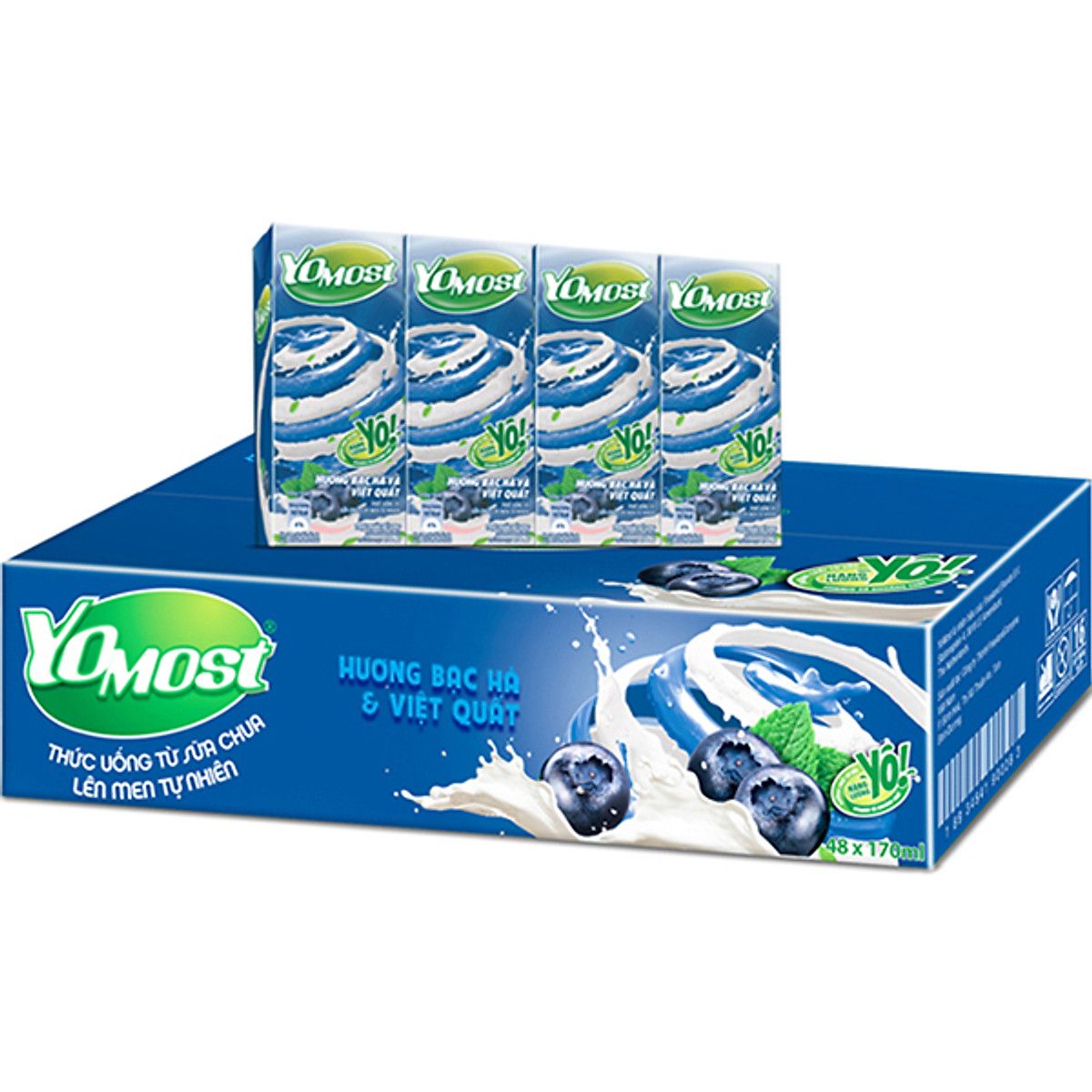  Sữa Chua Lên Men Tự Nhiên Yomost Hương Bạc Hà & Việt Quất (170ml/Hộp) 