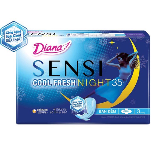  Băng vệ sinh ban đêm Diana Sensi Cool Fresh Night 35cm 