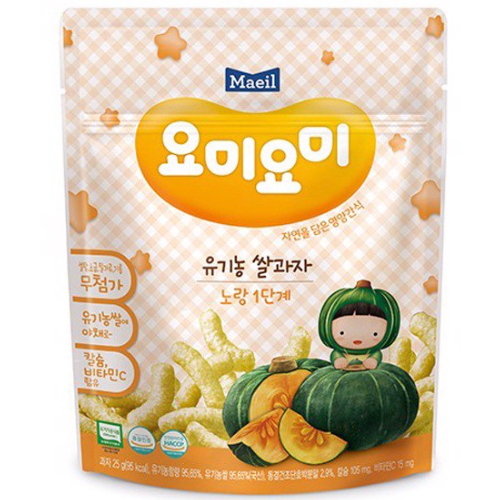  Bánh gạo Organic Maeil Yummy Yummy Yellow vị bí ngô - 25g (từ 7 tháng tuổi) 