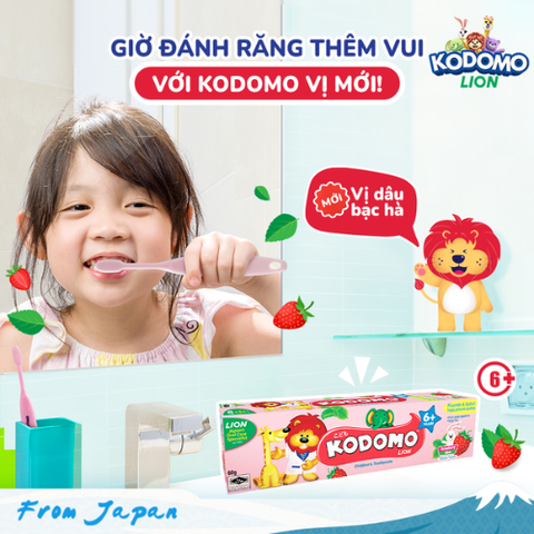  Kem đánh răng trẻ em Kodomo hương dâu và bạc hà 60g 