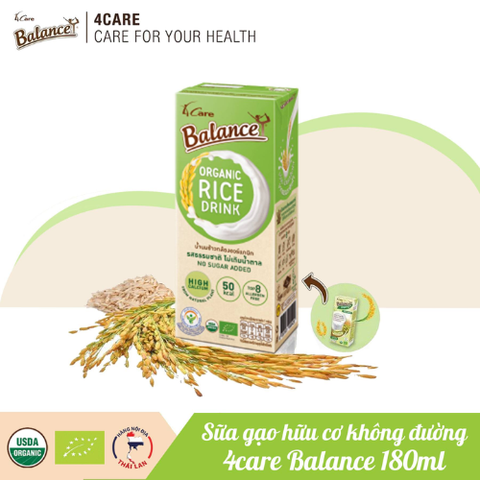  Sữa gạo hữu cơ không đường 4Care Balance 180ml 