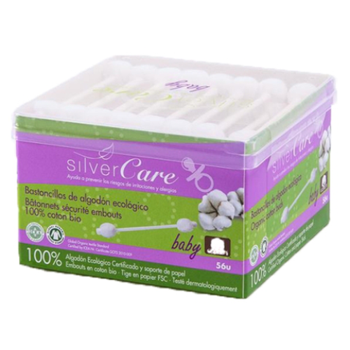  Bông tăm hữu cơ đầu to SilverCare (hộp 56 cái) 