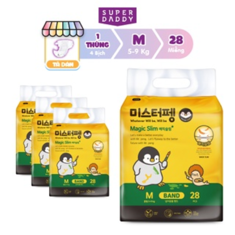  Tã dán Hàn Quốc Super Daddy Magic Slim size M 28 miếng (5 - 9 kg) 