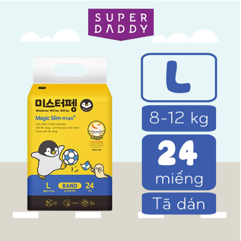 Tã dán Hàn Quốc Super Daddy Magic Slim size L 24 miếng (7 - 11kg) 