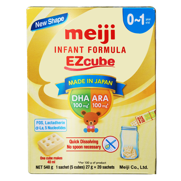  Sữa bột Meiji Infant Formula Ezcube 540g (0-12 tháng) dạng thanh (hộp 20 thanh x 27g) 