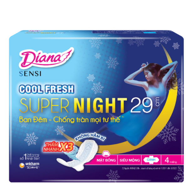  Băng vệ sinh Diana Sensi ban đêm cool fresh 29cm 