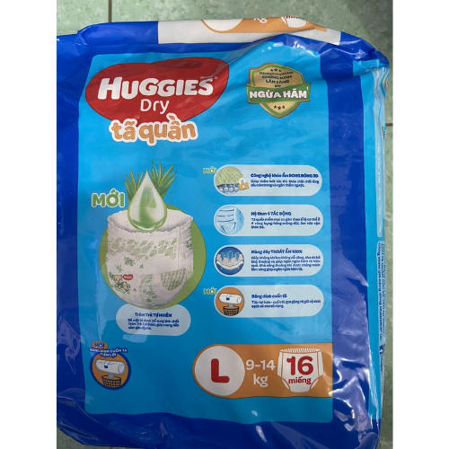  Tã quần Huggies dry L 16 miếng (9-14kg) 
