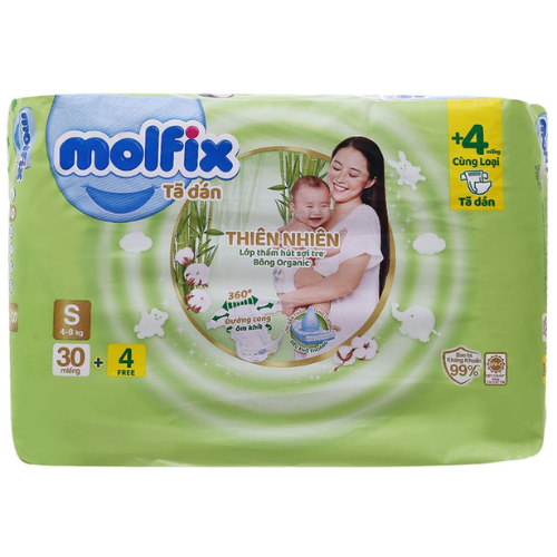  Tã dán Molfix S(30+4) (4-8kg) 
