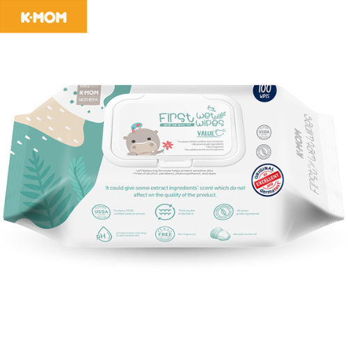  Khăn ướt cao cấp K-Mom Hàn Quốc vân nổi có nắp (100c) 