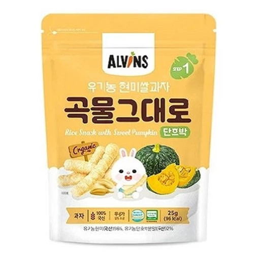  Bánh gạo lứt ăn dặm hữu cơ vị bí ngô Alvins 25g 