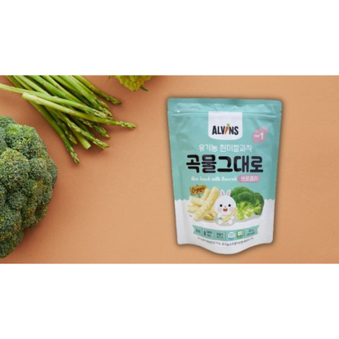  Bánh gạo lứt ăn dặm hữu cơ vị bông cải xanh Alvins 25g 