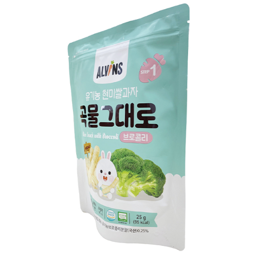  Bánh gạo lứt ăn dặm hữu cơ vị bông cải xanh Alvins 25g 