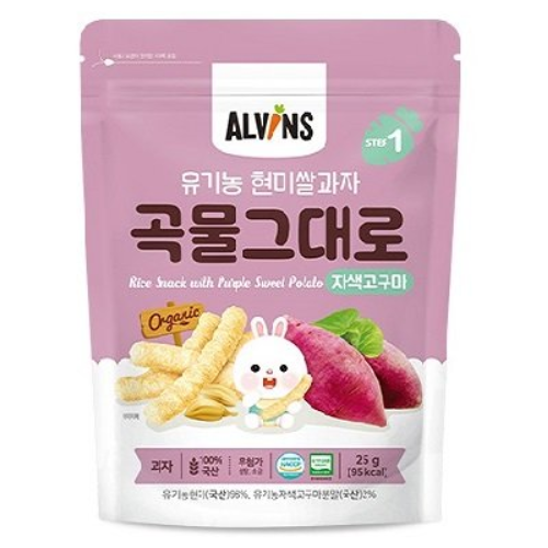  Bánh gạo lứt ăn dặm hữu cơ vị khoai lang tím Alvins 25g 