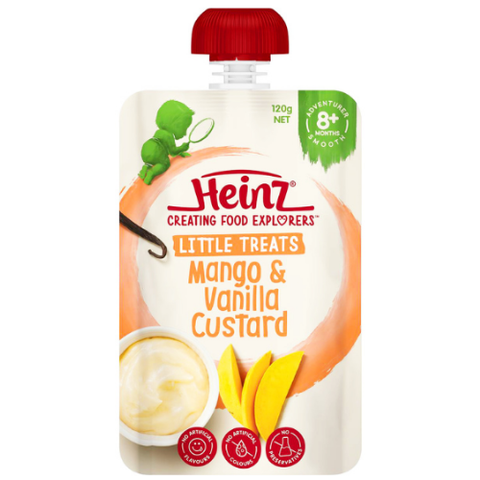  Hỗn hợp nghiền Heinz vị Custard xoài và vani 120g (+8 tháng) 
