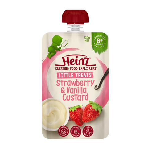  Hỗn hợp nghiền Heinz vị Custard dâu và vani 120g (+8 tháng) 