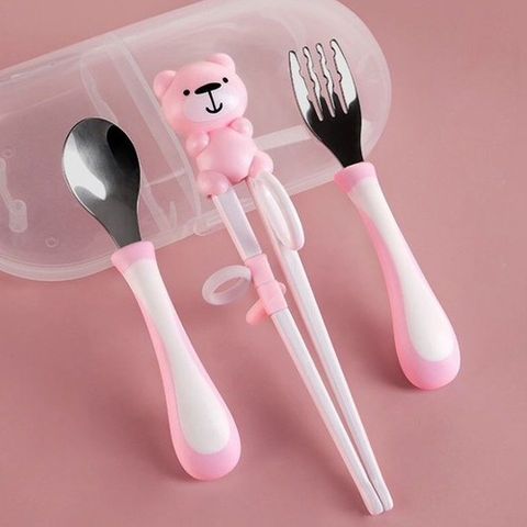  Bộ muỗng nĩa đũa tập ăn hình chú gấu 