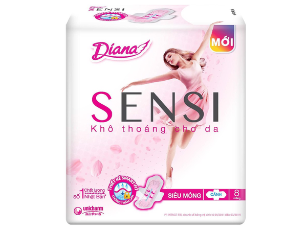  Băng vệ sinh Diana Sensei siêu mỏng cánh 8 miếng 