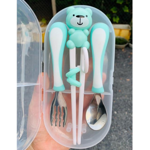  Bộ muỗng nĩa đũa tập ăn hình chú gấu 