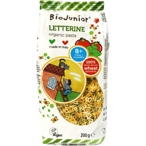  Mì nui ăn dặm hữu cơ hình chữ cái Bio Junior 200g (từ 8 tháng tuổi) 