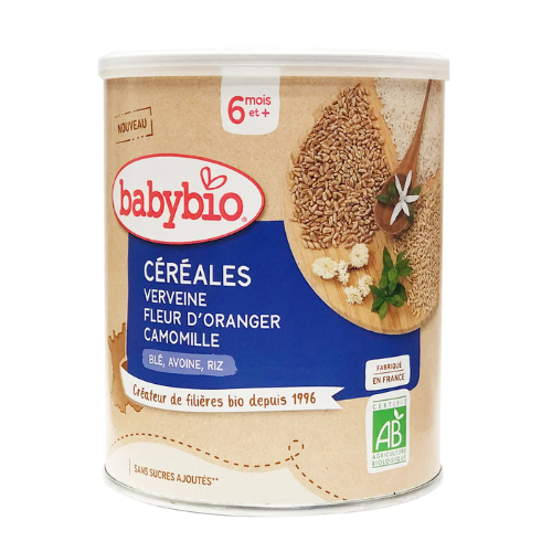  Bột ăn dặm hữu cơ vị cỏ roi ngựa, hoa cam, hoa cúc Babybio 220g (từ 6 tháng tuổi) 