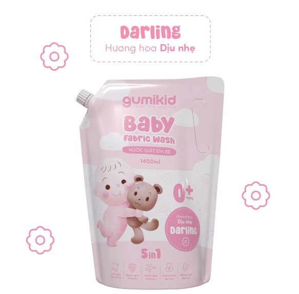  Túi nước giặt trẻ em hương hoa dịu nhẹ Gumikid 1400ml 