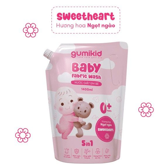  Túi nước giặt trẻ em hương hoa ngọt ngào Gumikid 1400ml 
